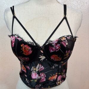 Victoria's Secret Black Floral Bustier Bra